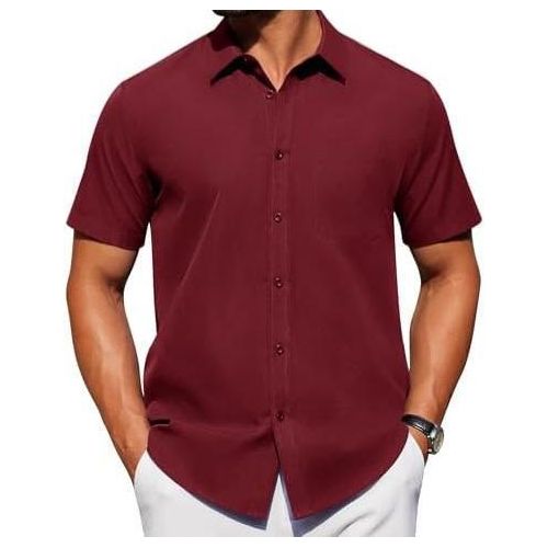 Shop Alimens & Gentle Mens Short Sleeve Dress Shirt Solid Casual Button  Down Shirts with Pocket for Summer Business Wedding | Jumia Uganda