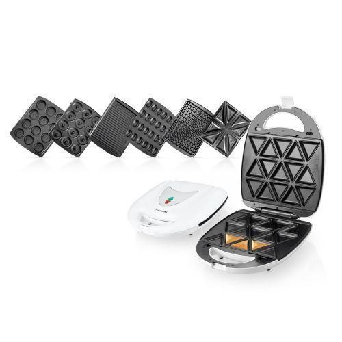 product_image_name-Saachi-7 in1 Multi Snacks Maker, Donut, Sandwich, Biscuit, Nutties, Samusas- White.-1