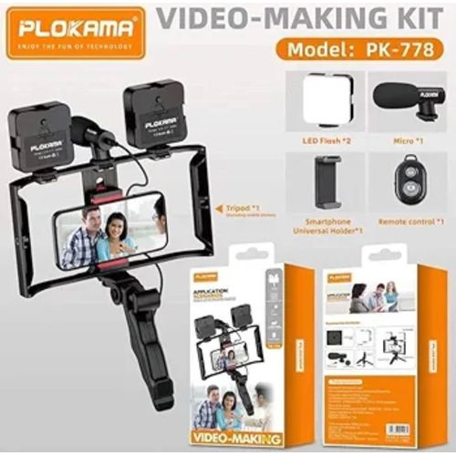 product_image_name-Generic-PK-778 Smartphone Video Rig Kit with Dual LED Lights, Microphone, Stabilising Handle, Mobile Phone Camera Mount, Video making kit, Vlogging-1