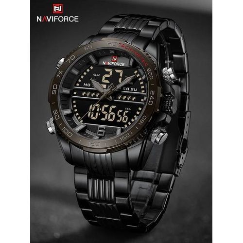 Shop Stainless Steel LED Dual Display Watch Black Jumia Uganda
