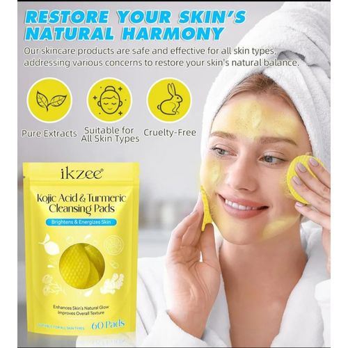 product_image_name-Hoy gi-Kojic Turmeric Cleansing Pads (40 pads) – Dark Spot Remover, Acne Treatment, Glow Boosting Exfoliating Face Pads for Hyperpigmentation & Smooth Radiant Skin-2
