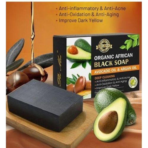 product_image_name-Organic-Natural  herbal African Black Soap With Avocado Oil & Argan Oil For Deep Cleasing, anti-flammatory & anti- acne,improved Dark Yellow Anti-oxidation, Anti-acne,-1
