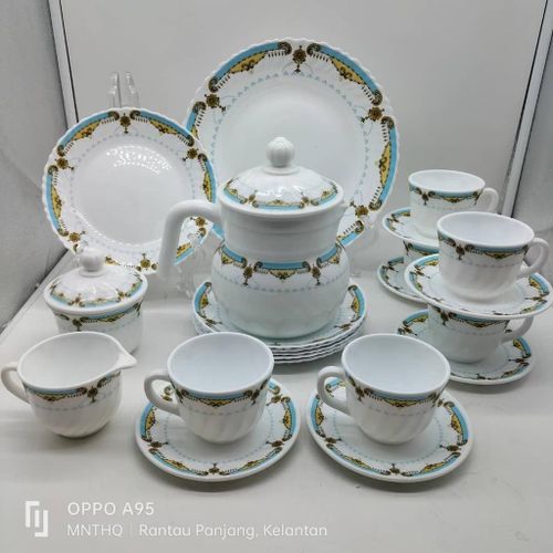 product_image_name-Generic-24 Pcs Flowered Opalware Dinner Set With Cups And Saucer, Plates,side plates,Tea pot, Milk Jar And Sugar Bowl- Multicolor-4