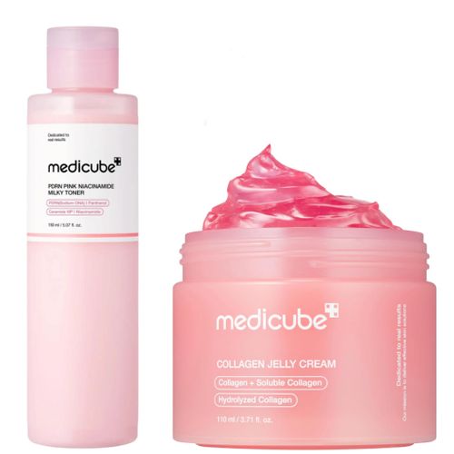 product_image_name-Medicube-Collagen Jelly Cream + PDRN Pink Niacinamide Milky Toner. Moisturizes, Gives a glass skin glow, Brightens, Reduce Dark Spots, Hyperpigmentation, Acne, Scars, Wrinkles, Lines, Even the skin tone, Soothes Sensitive skin, Improve elasticity, Firms & Smooths-1