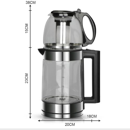 product_image_name-RAF-Electric Kettle With Turkish Teapot European standard tea Art Set 1.8L+0.6L Thermal Insulation Electric Kettle tea Art Set Tray Glass Tech Teapot - Multicolor-3