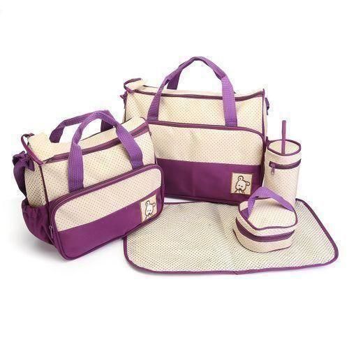product_image_name-Generic-5 in 1 Multi-Function Baby Diaper Changing Bag Set - Blue/Brown-5