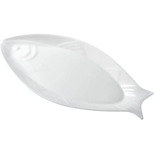 product_image_name-Generic-2 Pc Ceramic Fish Platter, Oval Fish Plate, Food Serving Tray- White-2