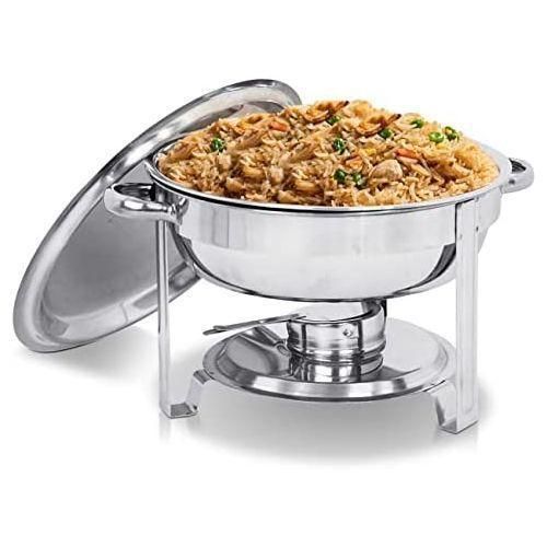 product_image_name-Generic-Chafing Dish Round Chafer Buffet Catering Warmer Food And Water Pan, Lid, Solid Stand And Fuel Holder- Silver.-1