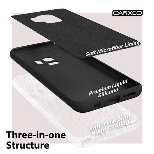 product_image_name-Generic-Samsung Galaxy S9 Phone Case Liquid Silicone Bumper, Cute Thin Slim Soft Rubber TPU Plain Smooth Gel Cover for Women Girl Aesthetic, Matte Solid Protective & Shockproof, Black-3