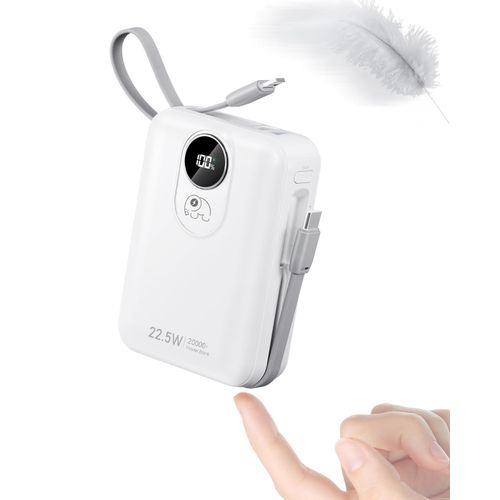 product_image_name-SINCLU-Original Portable 20000mah Built-in 4 Cables output Power Bank Charge With LED Screen Power Display Travel Charger - White-4