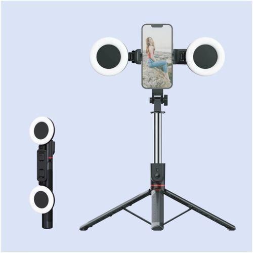 product_image_name-Generic-Professional Portable Selfie Stick Tripod with Dual Ring Lights - Multicolor-2