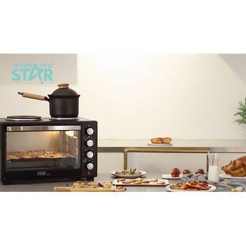 product_image_name-Winningstar-40L Electric Baking Oven With 2 Hot Plates, Black.-6