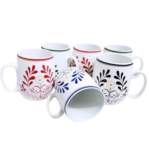 product_image_name-Generic-6 Pieces Of Flowered Designed Pot Cups/Mugs - White-1