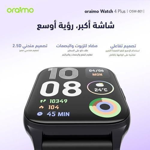 product_image_name-Oraimo- Watch 4 Plus OSW-801 Watch 4 Plus Bluetooth Call Smart Watch 2.01inch HD Display Fitness Tracker with Heart Rate Sleep Monitor Pedometer IP68 Waterproof- Black-6