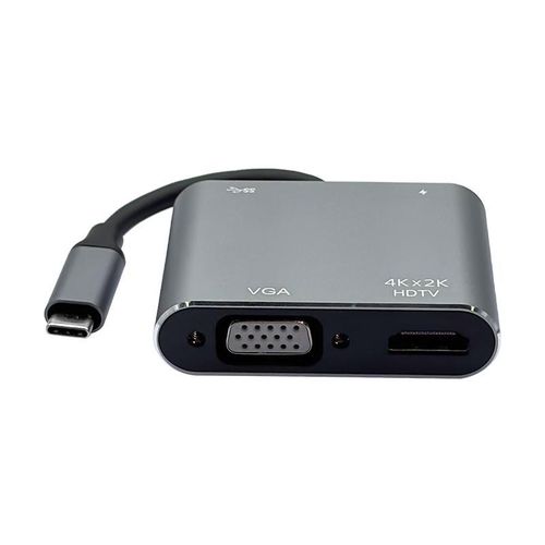 product_image_name-Generic-4-in-1 USB-C Hub with HDMI 4K, VGA, USB 3.0 & PD Charging - Type-C Docking Station for Laptop, MacBook & Phones-5