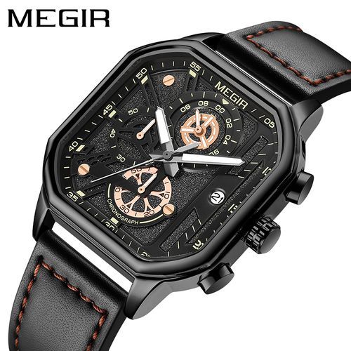 Shop Megir Men s Watches Leather Square Quartz Watches Male Clock 8106 Jumia Uganda