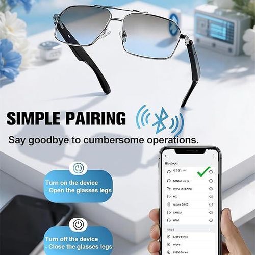 product_image_name-Generic-HainoTeko SG 1 Bluetooth Smart Sunglasses for Men Women Shades with Open Ear Audio UV400 Protection Wireless Sun Glasses with Built in Speakers UV Protection Stylish Wearable Waterproof Sports Eye Glasses for Cycling Driving Fishing Travel Music And Calls-4
