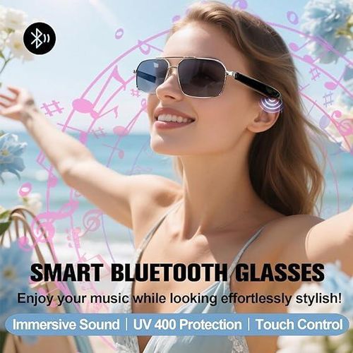 product_image_name-Generic-HainoTeko SG 1 Bluetooth Smart Sunglasses for Men Women Shades with Open Ear Audio UV400 Protection Wireless Sun Glasses with Built in Speakers UV Protection Stylish Wearable Waterproof Sports Eye Glasses for Cycling Driving Fishing Travel Music And Calls-7