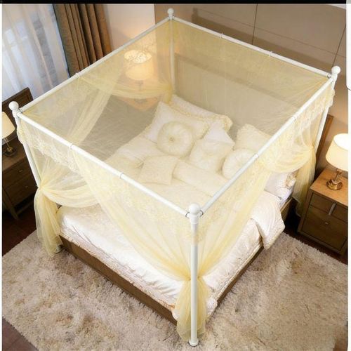 product_image_name-Generic- Protection & Cozy Mosquito Net with 4 Powder-Coated Iron Stands & 3 Doors Design Bed Net SS1 Cream-3