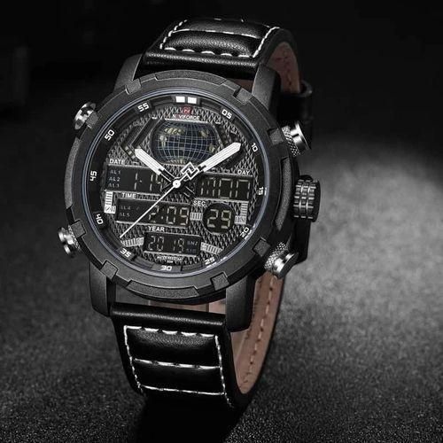 product_image_name-Digital-Luxury Faux Leather Strapped Waterproof Men's Wrist Watch - Blacky.-1
