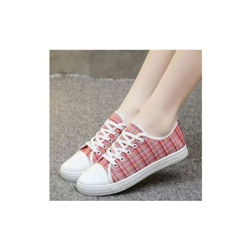 product_image_name-Generic-Ladies Canvas Skateboard Low Cut Shoes Flat Red Shoes Casual Sneaker(40)-Pink-1