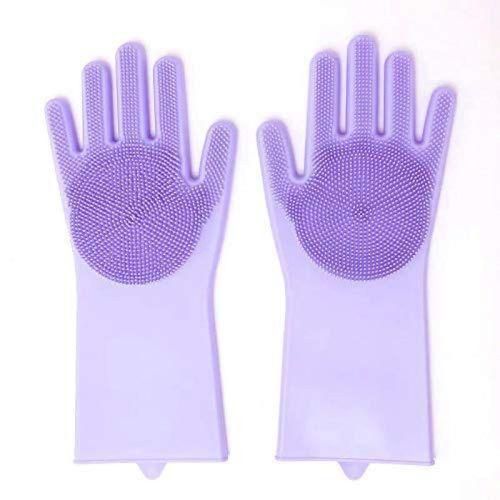 product_image_name-Generic-1 Pair Of Bathroom And Kitchen Silicone Cleaning Hand Gloves -Purple.-1