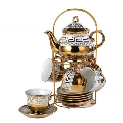 product_image_name-Generic- 14-piece luxury European-style ceramic teacup and teapot set featuring a gold-plated metal rack-1