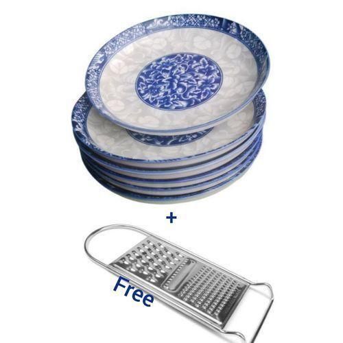 product_image_name-Generic-6pcs Of Dinner Plates + Free Grater - Blue-1
