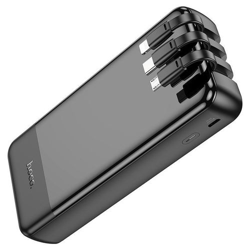 product_image_name-Generic-J114A Mobile power bank with 20000mAh capacity. Type-C and Micro-USB inputs. USB-A port and built-in cables for Lightning, Type-C and Micro-USB outputs. LED digital display of power level- Black-6