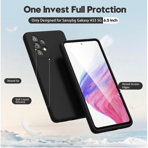 product_image_name-Generic-Samsung Galaxy A53 5g Case Liquid Silicone, Cute Thin Slim Soft Rubber, Matte Solid Color Protective & Shockproof Bumper, Black  oakxco for Samsung Galaxy A53 5g Case Liquid Silicone, Cute Thin Slim Soft Rubber TPU Plain Smooth Gel Cover -3