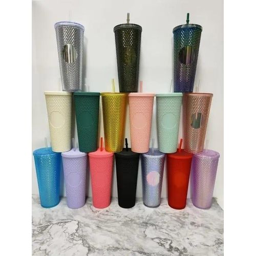 product_image_name-Generic-1PC Diamond Radiant Goddess Cup 710ml Summer Cold Water Cup Tumbler With Straw Double Layer Plastic Durian Coffee Mug-2