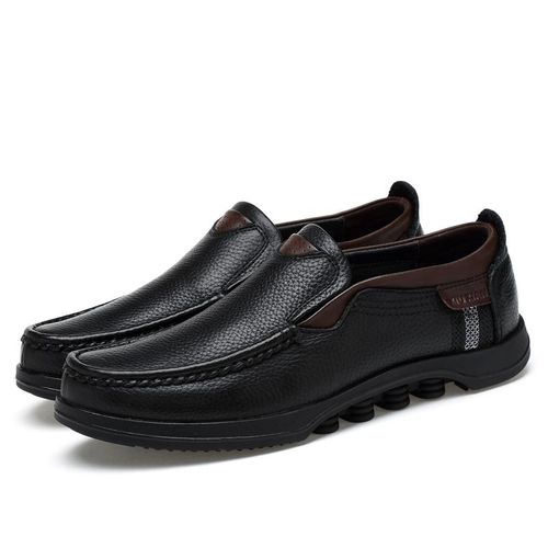 Shop Men Large Size Cow Leather Slip On Soft Casual Shoes Black Jumia Uganda