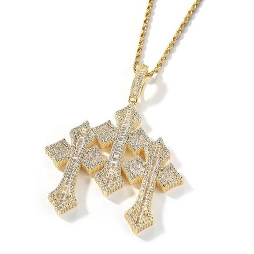 product_image_name-Neuron Necklace-Iced Out Triple Cross Pendant with Cuban Chain – Hip Hop Bling Necklace-1