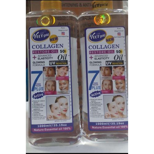 product_image_name-VEET GOLD-COLLAGEN Restore plus  Advance Elasticity Uv protection & Glowing   Formula   for Face & Body Oil -1000ml -1