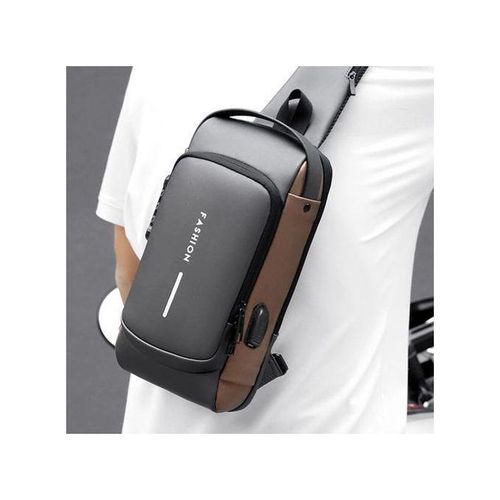 product_image_name-Fashion-Waterproof Multifunctional Patent Leather Men's Anti-theft Shoulder Bag - Grey-2