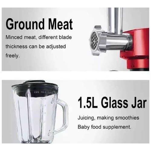 product_image_name-Hoffmans-7 L 6 Speed 3 in 1 Food Mixer Professional Commercial Blender Stand Mixer Meat Grinder For Home- Silver-5