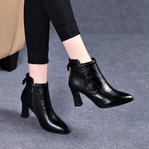 Shop Women s Classic Ankle Boots Chunky High Heel Zipper Bootie Boots Jumia Uganda