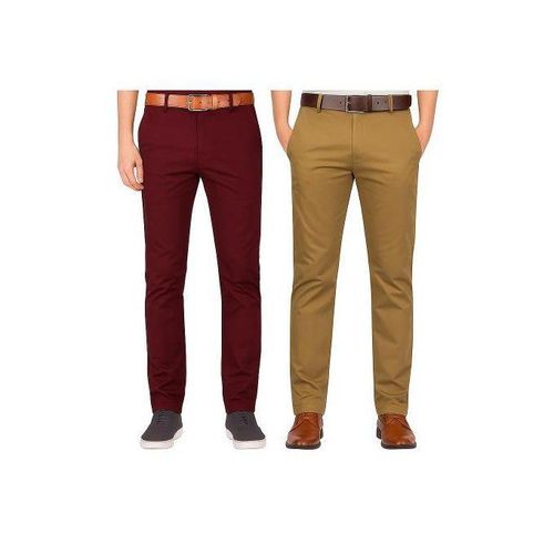 product_image_name-Generic-2 Pack Men's Straight Fit Casual Chino Pant With Stretch - Maroon, Khaki.-1