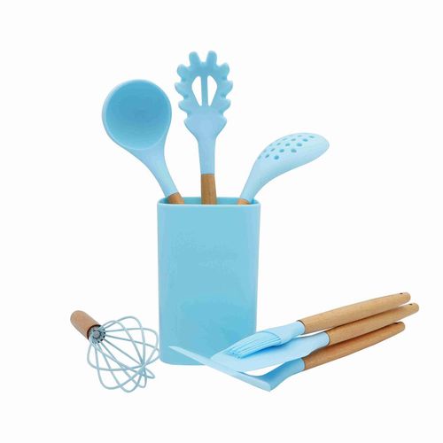 product_image_name-Generic-Cooking Utensils Set, Caliamary 8 PCS Silicone Kitchen Utensils Set with Holder Spoons Spatulas Tongs Whisk for Cooking, Non-Stick Heat Resistant Kitchen Tools and Gadgets with Wooden Handle- Multicolor-7