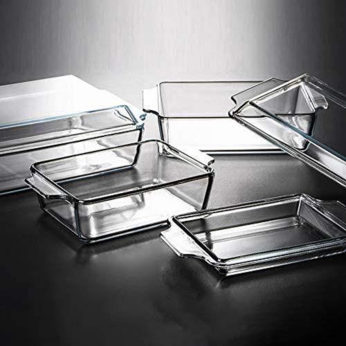 product_image_name-Generic-3 Piece Rectangle Glass Bakeware Dishes Microwave Oven Bowls With Lids-Colorless-1