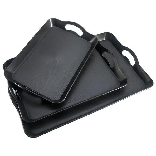 product_image_name-Other-Rectangular  Plastic tray set 3pcs -Black -1