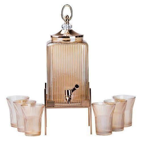 product_image_name-Generic-Elegant Fluted Glass Beverage Dispenser Set with Stand and Glasses -1