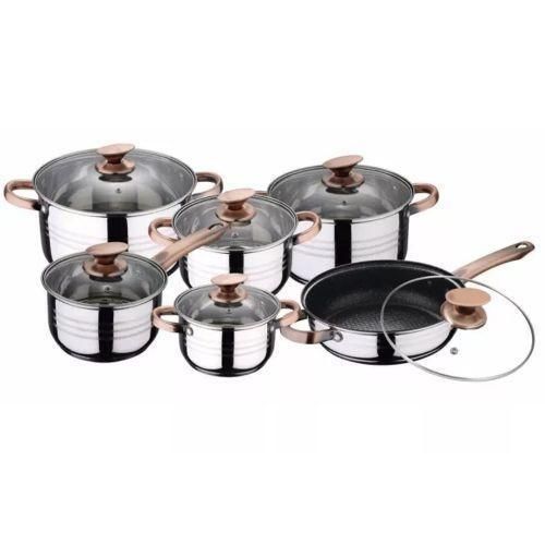 product_image_name-Kaisa Villa-12 Pieces Flash Heavy Stainless Steel Saucepans/Cookware Pots, Silver.-1