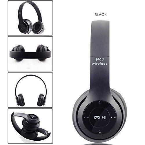 product_image_name-P47-Foldable Bluetooth Headset With Mic Stereo Bass Wireless/Wired Earphones - Black -2