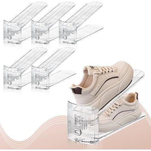 product_image_name-Generic-Adjustable Clear Plastic Shoe Slots / Space-Saving Shoe Organizer Rack-1