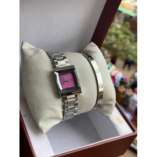 product_image_name-Generic Xim-Unique Ladies Watch With Bangle -Silver -3