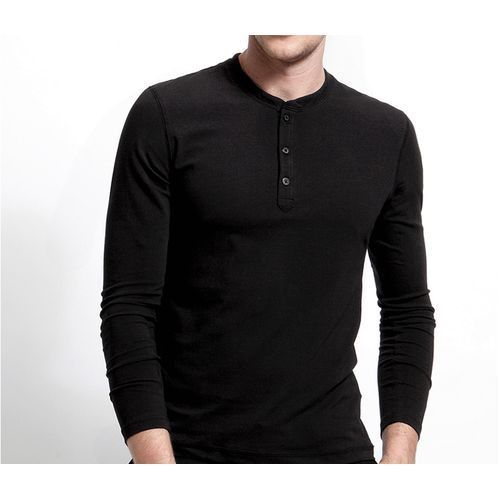 Shop Fashion Collarless Long Sleeve Men s T shirt Black Jumia Uganda