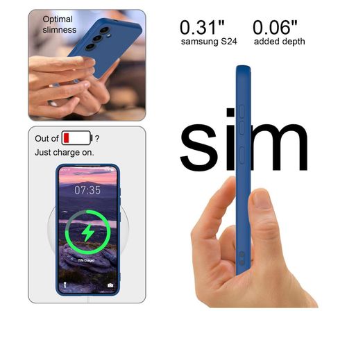 product_image_name-Generic-Samsung Galaxy S25 Plus Phone Case Silicone, Minimalist Ultra Thin Slim Soft Rubber Gel Solid Color Matte TPU Cute Case for Women Men, Girly Plain Aesthetic Design & Camera Blue-2
