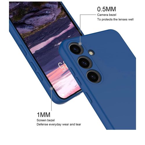 product_image_name-Generic-Samsung Galaxy S25 Plus Phone Case Silicone, Minimalist Ultra Thin Slim Soft Rubber Gel Solid Color Matte TPU Cute Case for Women Men, Girly Plain Aesthetic Design & Camera Blue-3