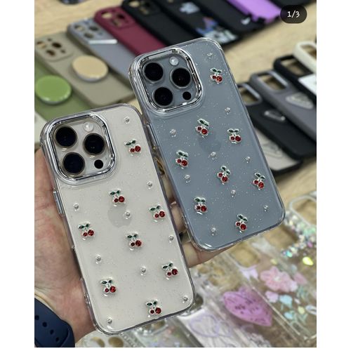 product_image_name-Generic-Iphone 15 Pro Transparent Luxurious Cherry  Case-Transparent-2